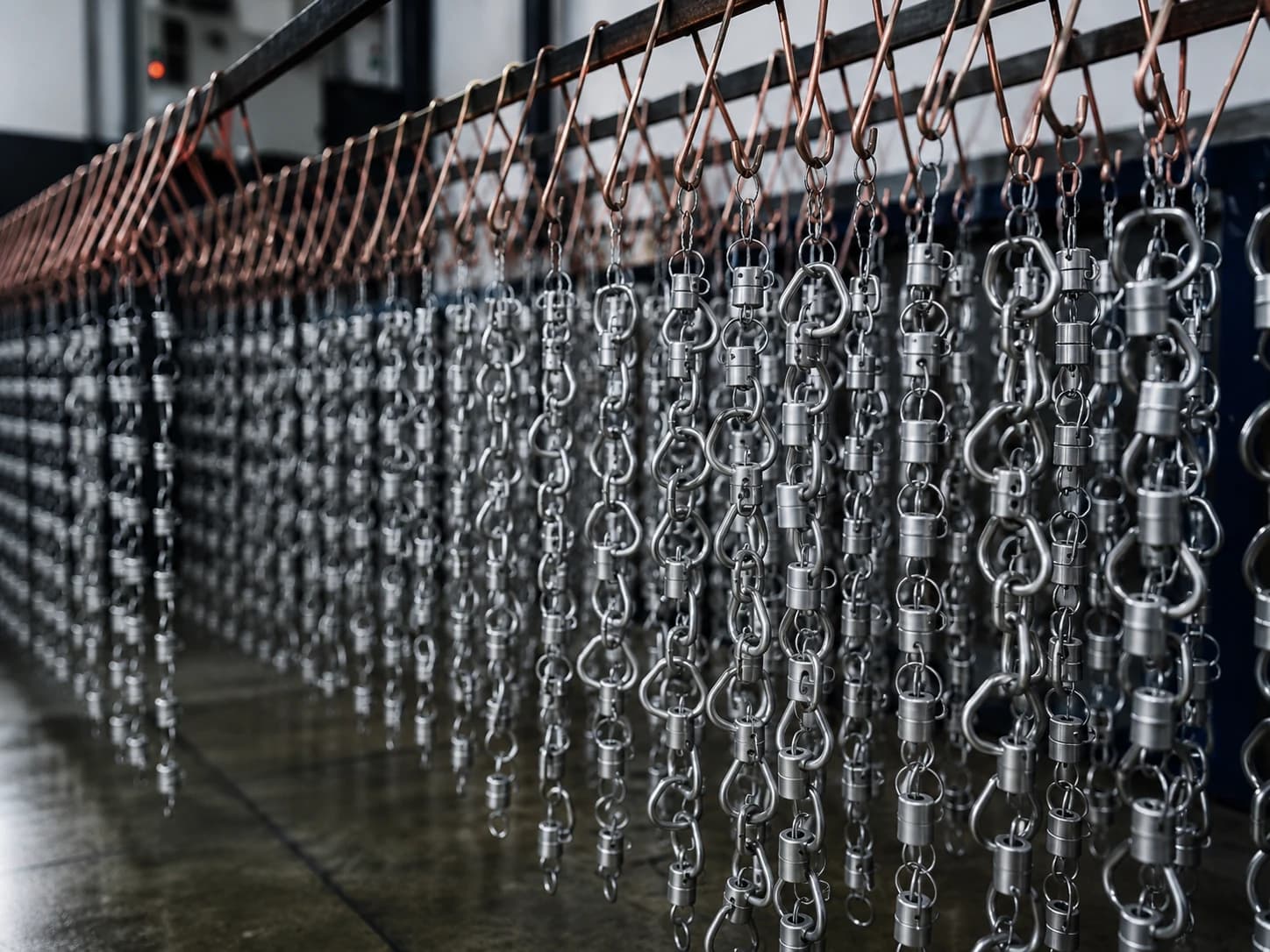 Metal accessories hanging during surface finishing